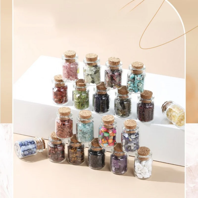 

Natural Crystal Gravel Wish Bottle With Mineral Specimens Irregular Semi-Precious Stones In A Drift Bottle