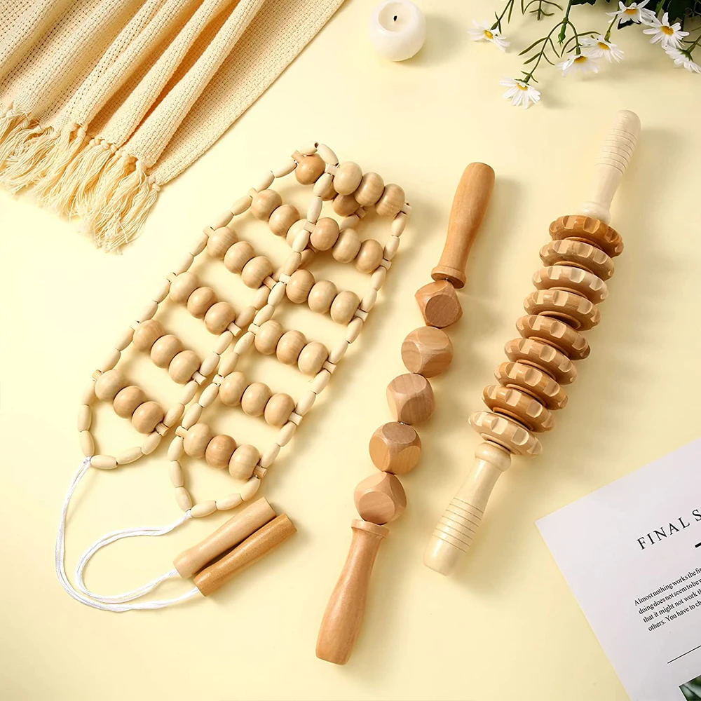 Wood Therapy Massage Tools Manual Gua Sha Accessories Anti Cellulite Massage Roller Tool Wooden Cube Massager for Body Release