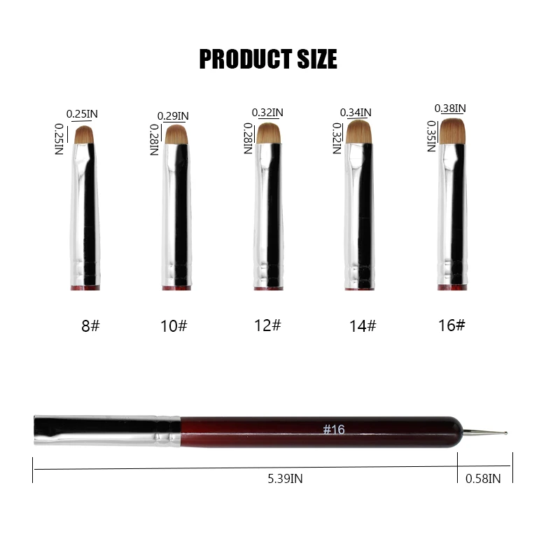 Kolinsky ภาษาฝรั่งเศสคําแปรงเล็บ Dual End Nail Art Dotting ปากกาวาดอะคริลิค Rhinestone เจลภาพวาดไม้ Handle