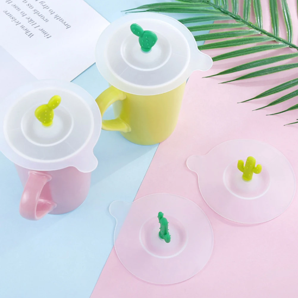 

4 Pcs Dust-proof Tea Cup Lid Grass Green Lids Silicone Cover Suction Sealed Mug Covers for Hot Drinks Four-piece Hygiene