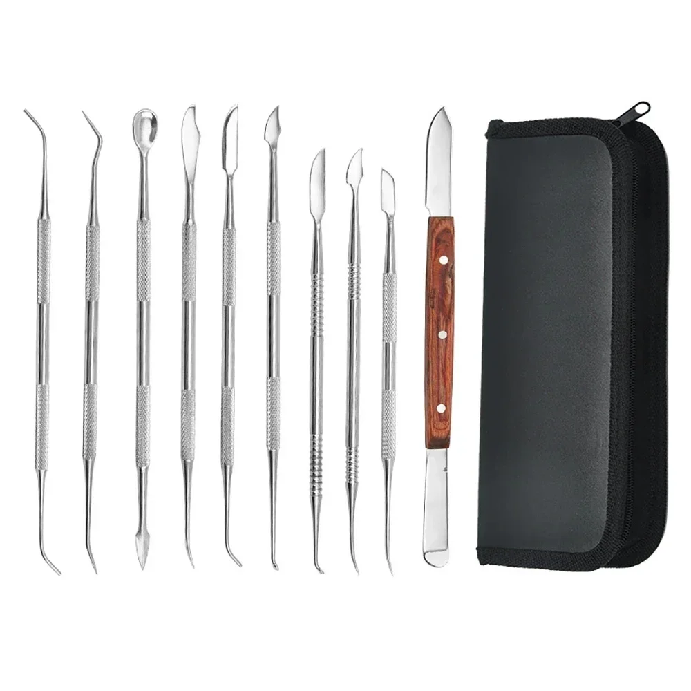 10 unids/set de espátula de cuchillo de yeso para tallado Dental, práctico kit de herramientas de dentista de cera de dientes de acero inoxidable, instrumento Dental práctico