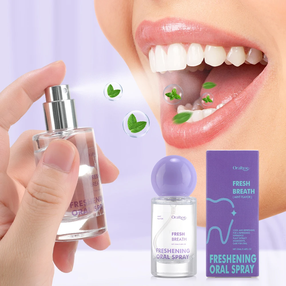 Spray Oral de menta de larga duración, ambientador bucal portátil para adultos, productos de cuidado bucal de frescura, pulverizador de tamaño de viaje, 20ml