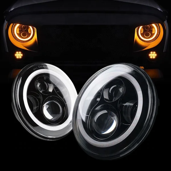 LED Halo Headlights With DRL For 97-18 Jeep Wrangler TJ/ JK