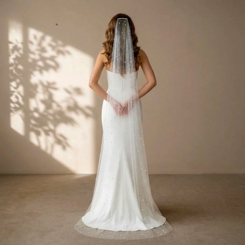 

Vintage One Layer Wedding Veils with Pearl фата для невесты Bridal Gowns Wedding Accessories