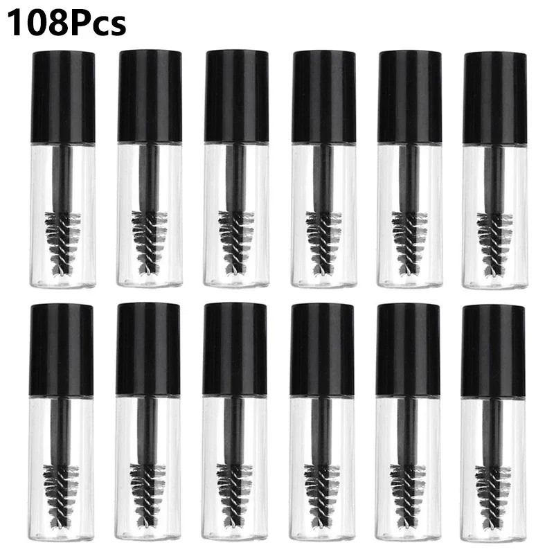 

108pcs 3ml New Plastic Mascara Tube With Wand Empty Eyelash Cream Sample Bottle Refillable Cosmetic Container Travel Essential