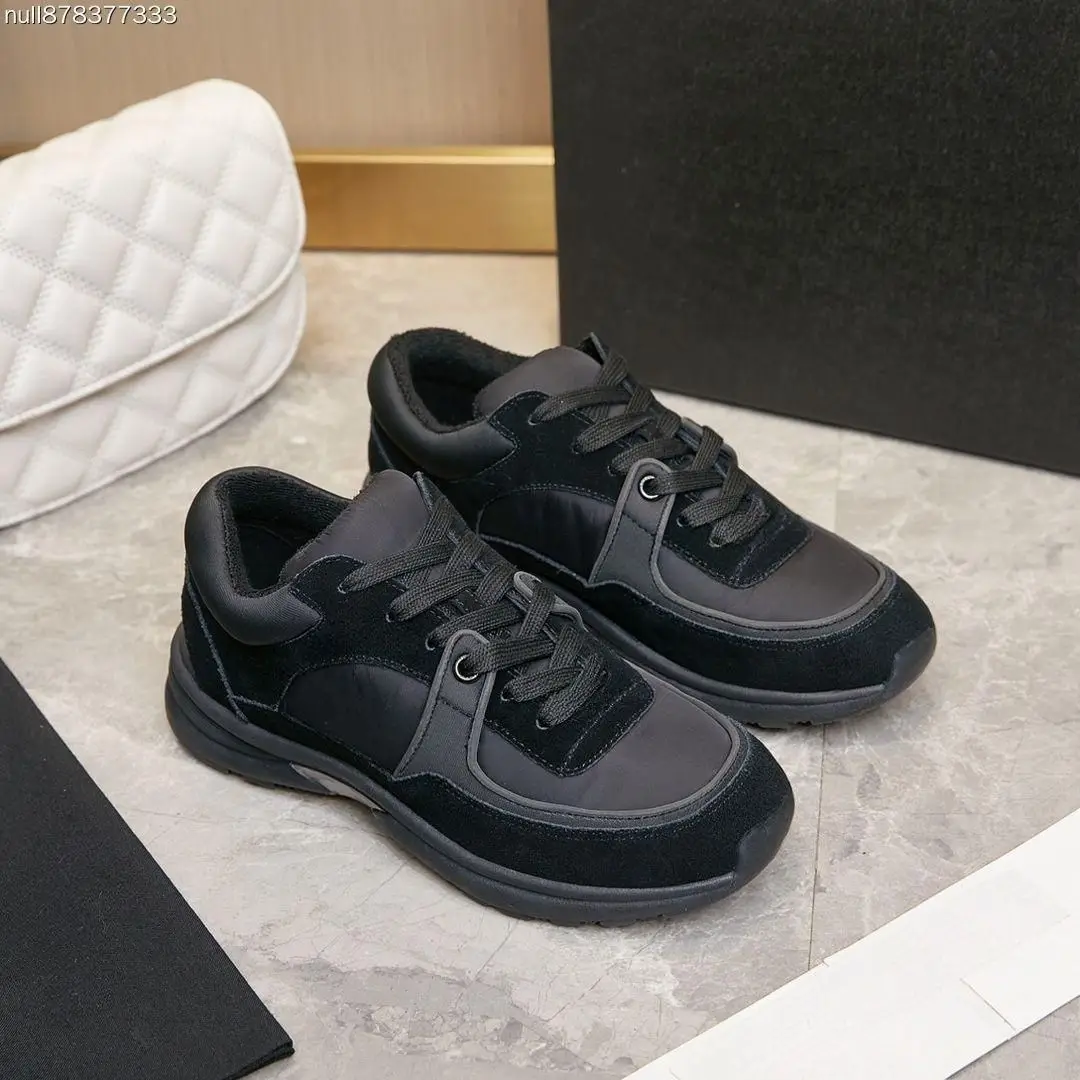 Unisex Round Toe Mid Top Platform Casual Shoes Black Mixed Material Fleece Inner Lace Up Shockproof Winter Sneakers