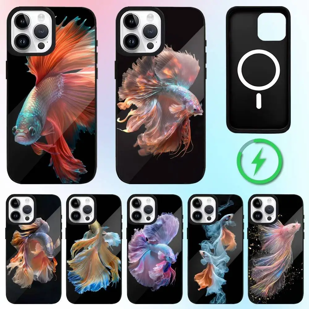 

Betta Siamese fighting fish Phone Case For iPhone17,16,15,14,13,12,11 Plus,Pro Max Magnetic Magsafe Wireless Charging