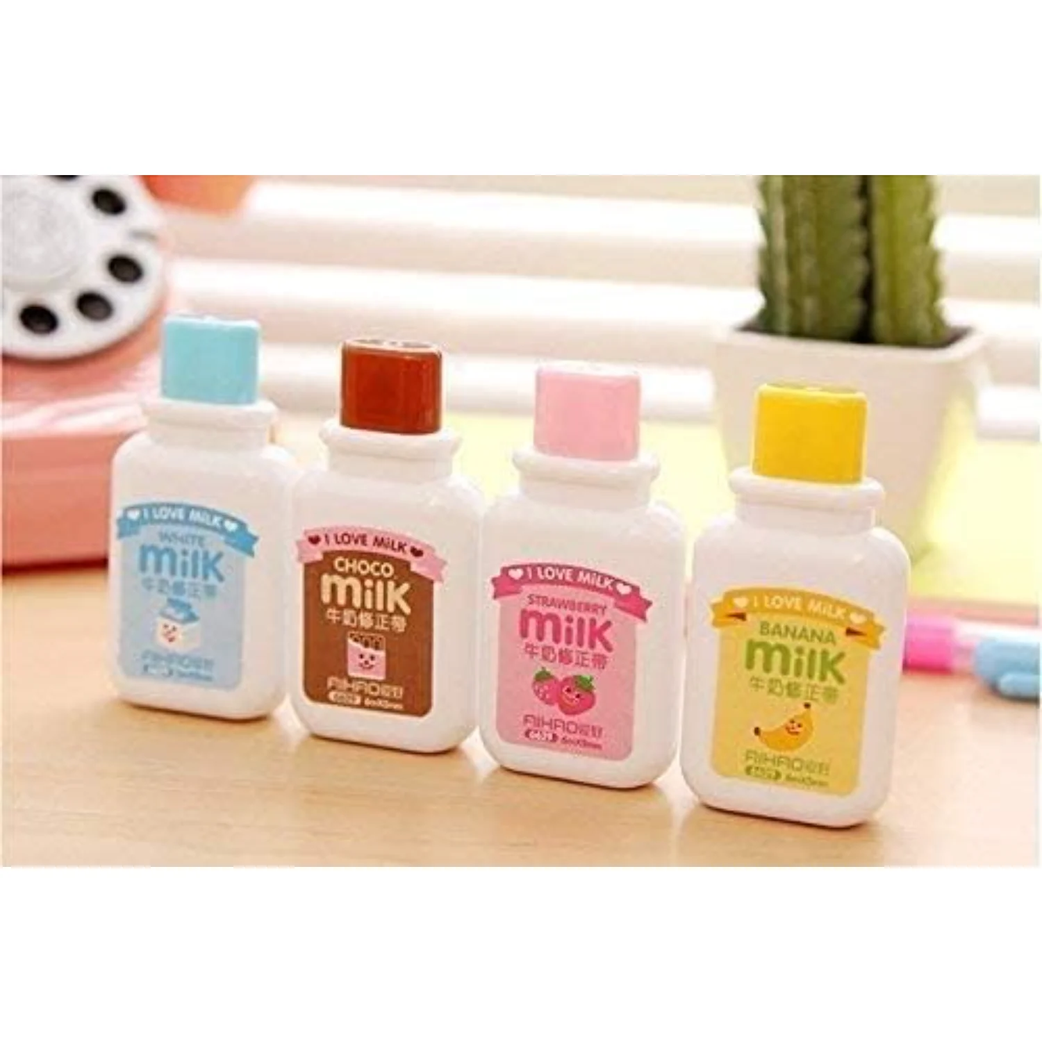 Nastro correttore stile bottiglia di latte 4 pezzi