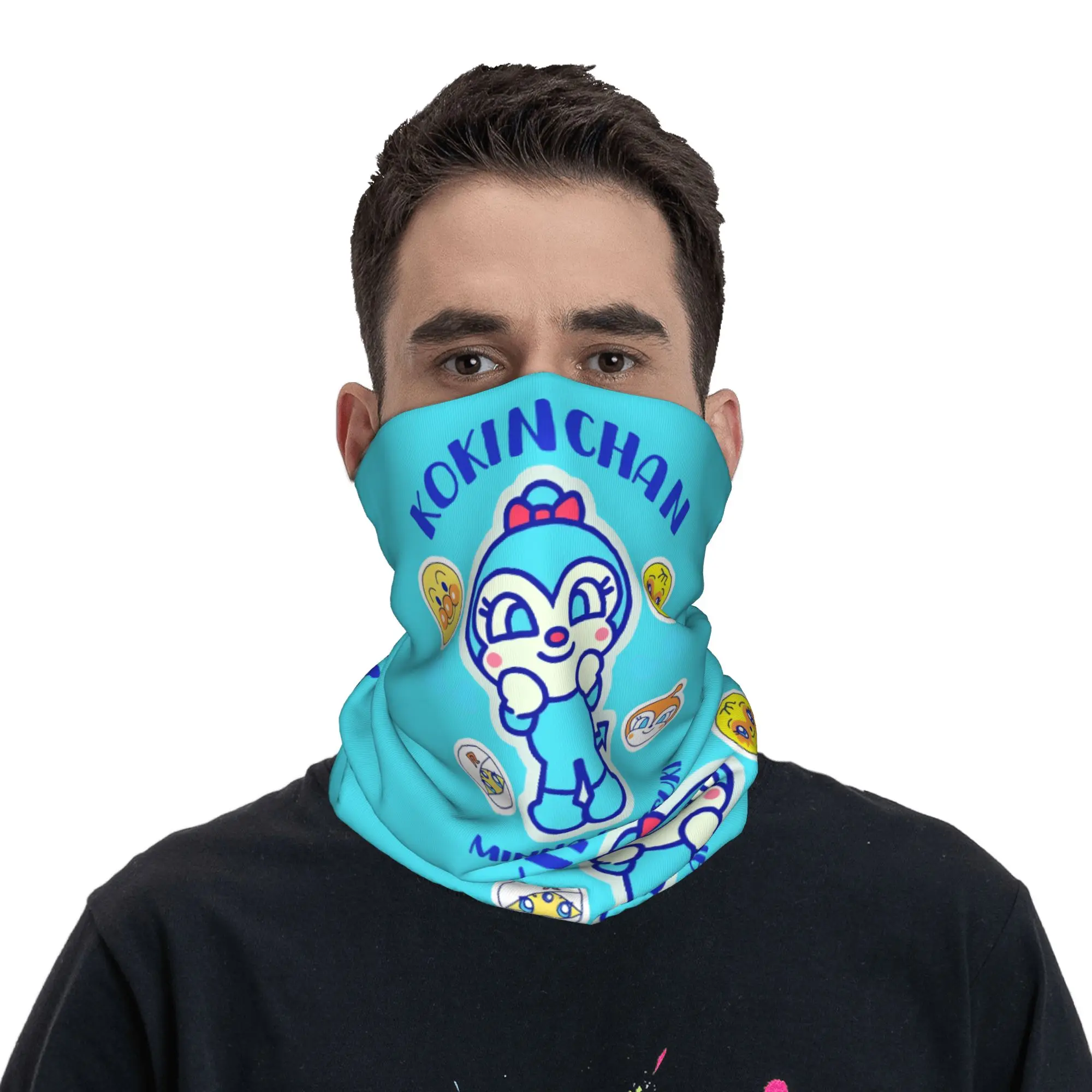 Superhero Anpanman Anime  Bandana Neck Gaiter Windproof Face Scarf Cover Men Women Cartoon  Headwear Tube Balaclava