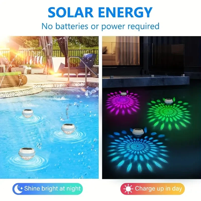 أضواء حمام السباحة العائمة بالطاقة الشمسية، ضوء LED ليلي تلقائي، شحن ضوء النهار التلقائي، ضوء البركة المتغير اللون، ضوء الانجراف، ساخن #4