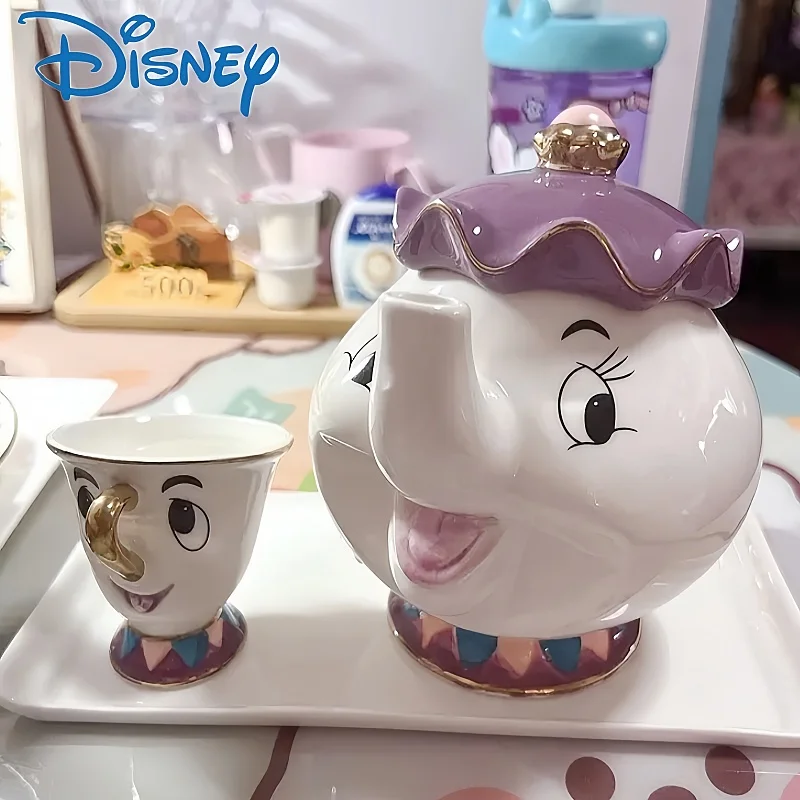 Disney Teapot Cute Cartoon Beauty And The Beast Coffee Pots Mug Mrs Potts Chip Cup Tea Cup Pots One Tea Sets Droshipping Gift