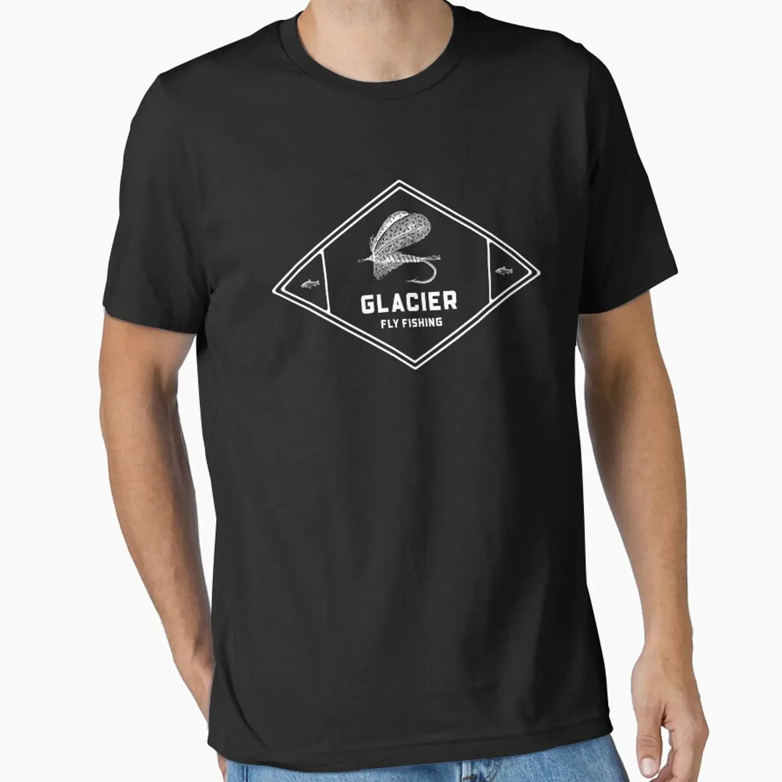 Glacier National Park Fly Fishing Diamond designed and sold by PaperZinnia vintage Washed Slightly Stylish Soft Unisex fashion