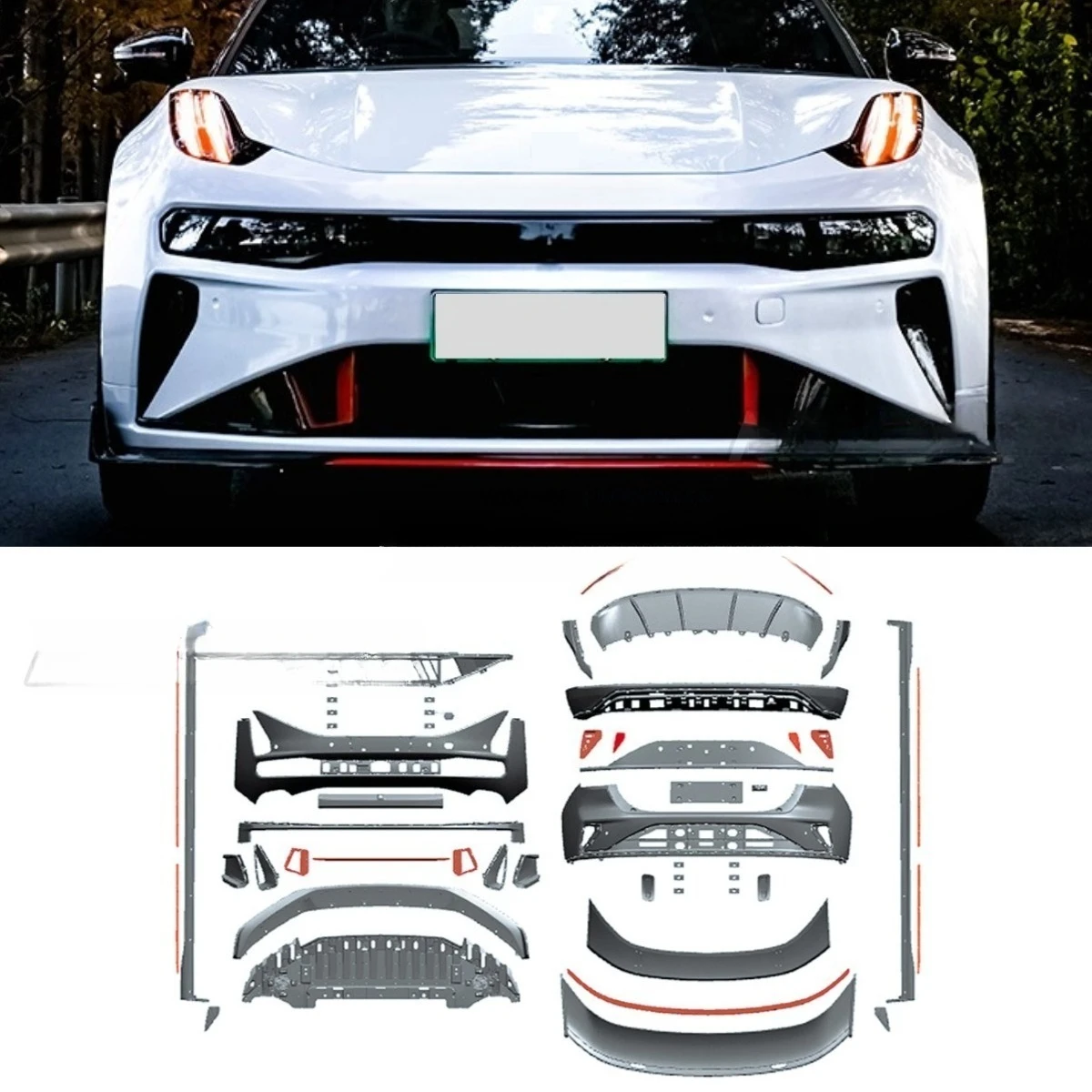 

Front Bumper Lip Spoiler Side Splitter Deflector Guards Side Skirt Rear Spoiler Bumper for ZEEKR 001 FR Body Kit Car Accessories