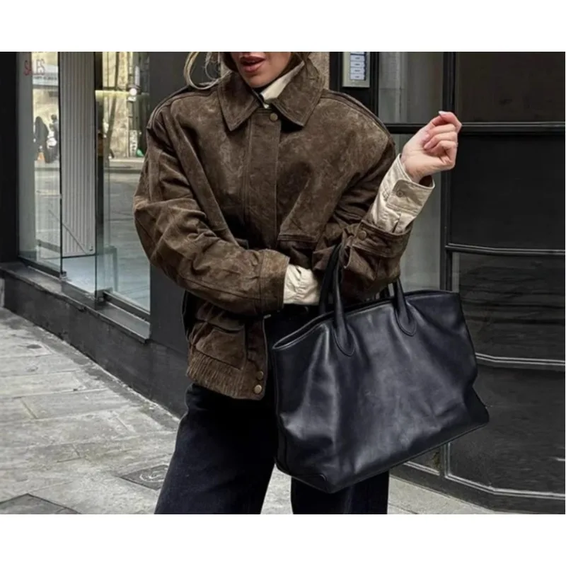 

Casual Fashion Jacket with Loose Suede Texture