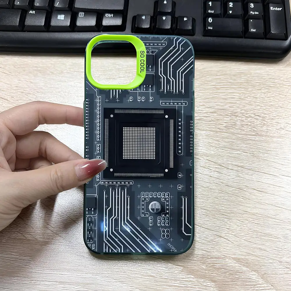 Computer Motherboard Dentro Placa Mae Phone Case 2024 IMD Case For IPhone 16 15 Pro XR XS 7 8 Plus SE2024 Shockproof Color Phon