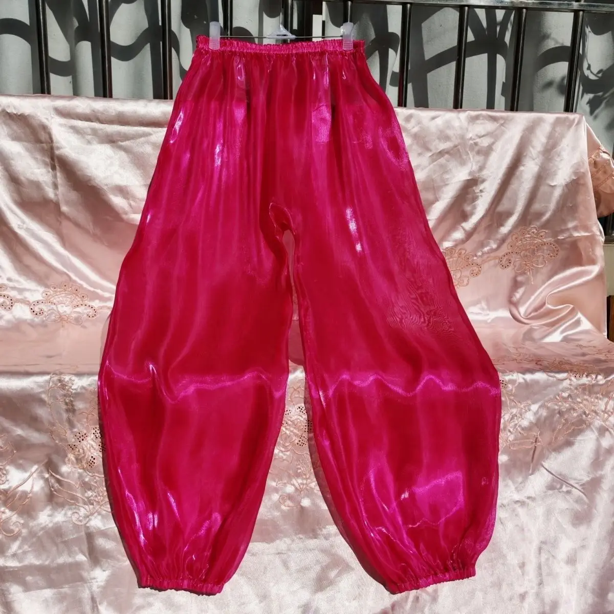 

Unisex Glossy Transparent shiny lantern women trousers men loose sleeping plus size pants
