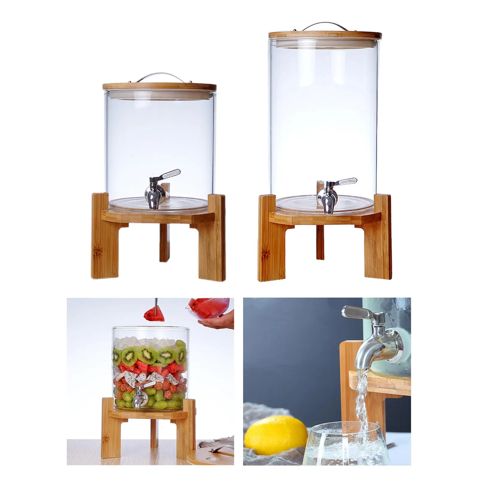 Glass Beverage Keg Dispenser, Kombucha Beverage Jar with Stainless