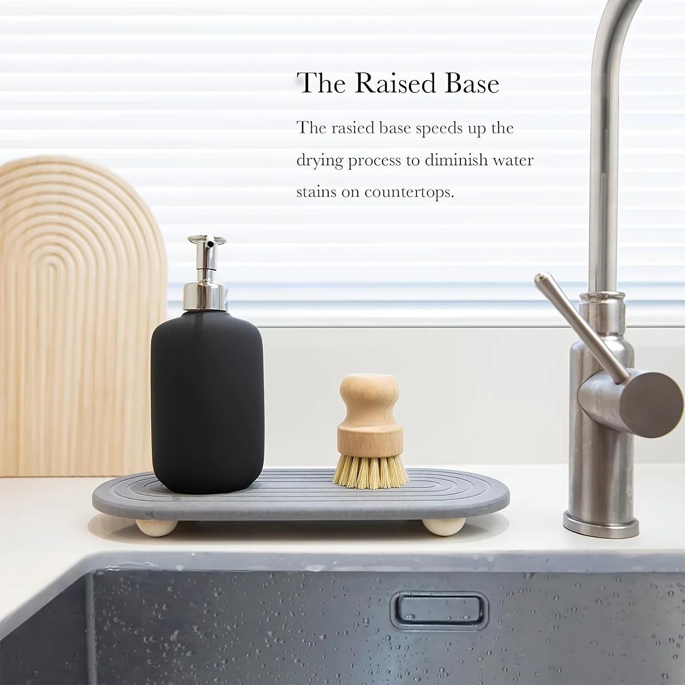 A Diatom Mud Table Mat with Wooden Post Feet, Featuring A Classic Rectangular Design, Suitable for Maintaining A Dry and Tidy