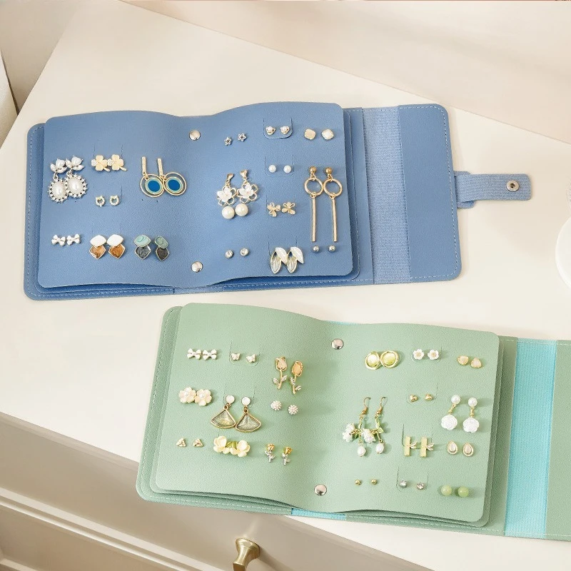 

PU Leather Ear Stud Storage Bag Multi-layer Jewelry Finishing Storage Organizer Storage Bag for Earrings Rings Women Men