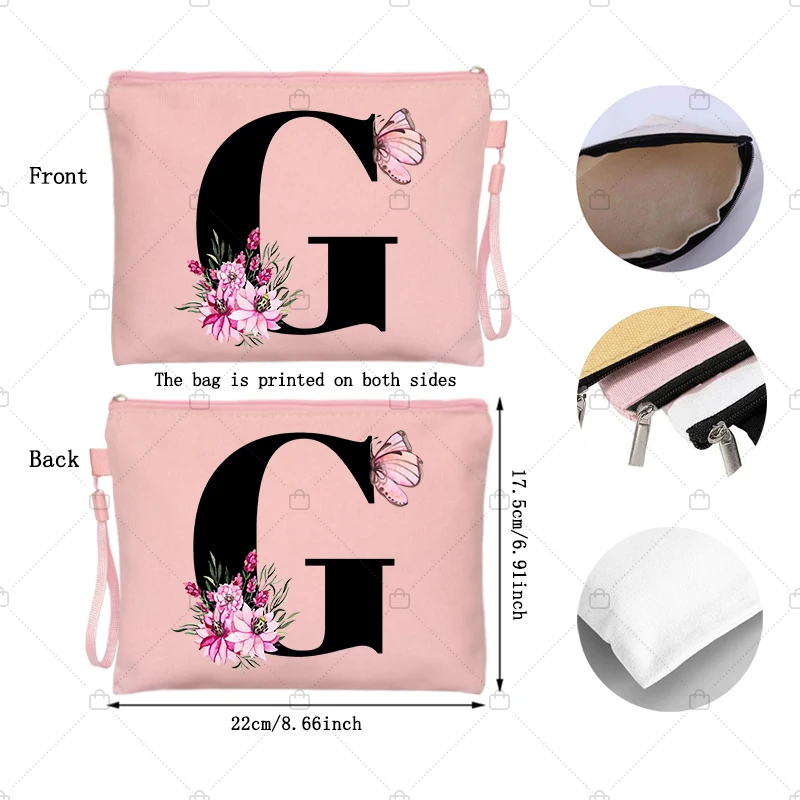 Schmetterling Blume Brief Make-up Tasche rosa Kawaii Reise Kosmetik beutel Frauen Toilette Kits Bachelorette Party Lippenstift Taschen Geschenk