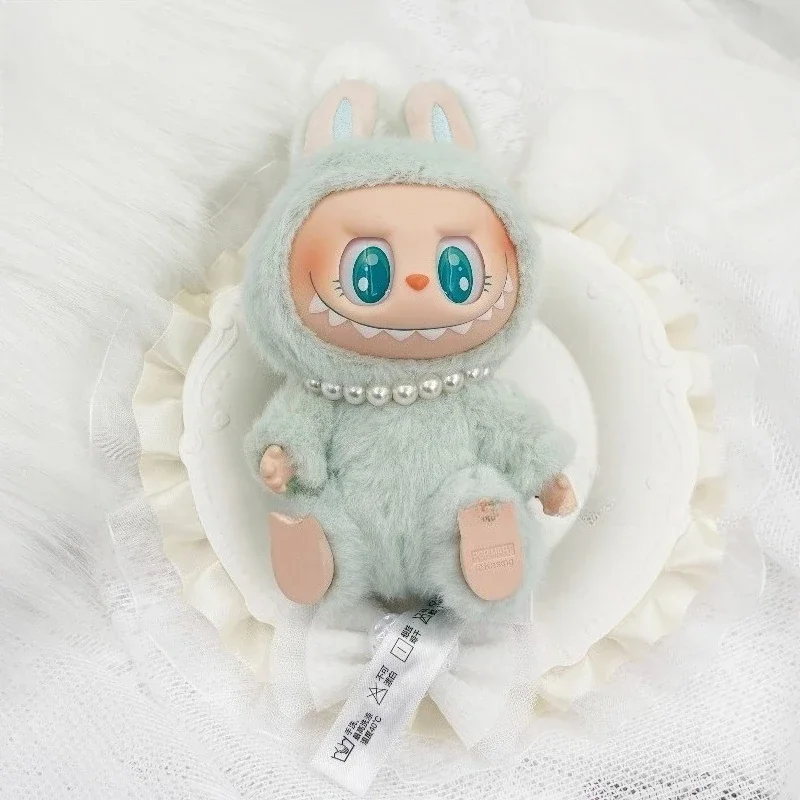 DIY Niedlichen Cartoon Plüsch Anhänger Perle Halskette Kette Legierung Zubehör Für 17 cm Macaron Labubu Sitzen Party Ornament