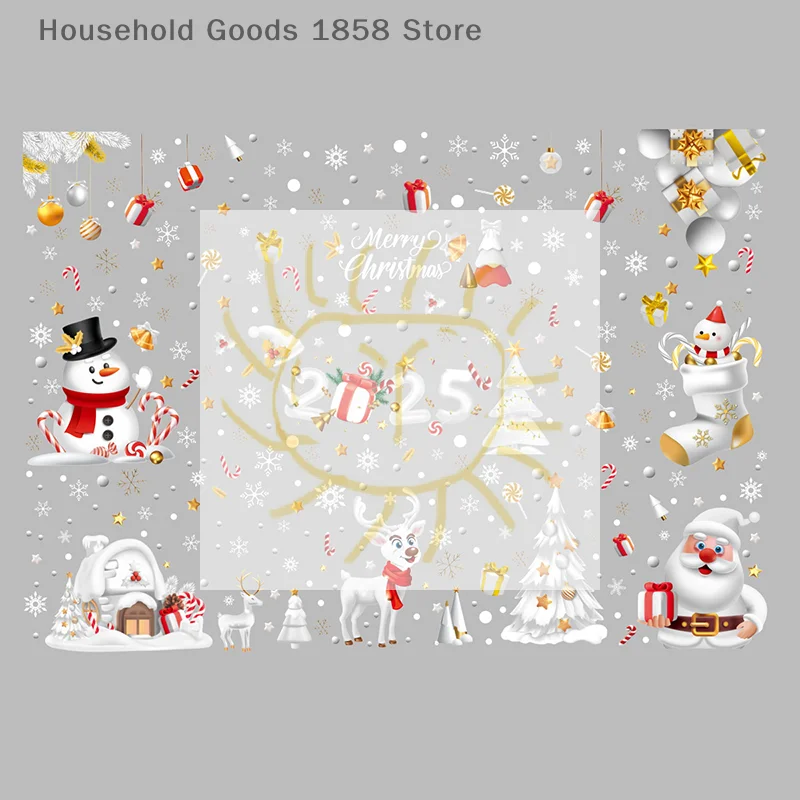 عيد الميلاد كاندي سنو هاوس ملصق ثابت، ملصقات نافذة زجاجية لعيد الميلاد، ملصقات نافذة عيد الميلاد الديكور