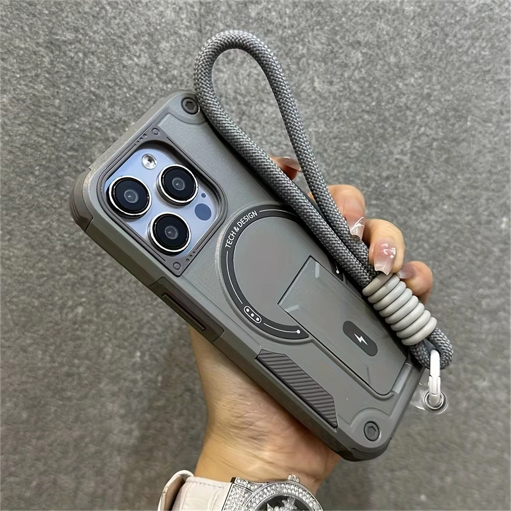 Luxury Kickstand Magnetic With Lanyard Case For Samsung S26 Ultra S25 S24 A56 5G A16 A36 A17 A26 A06 A07 A05S Magnetic Cover