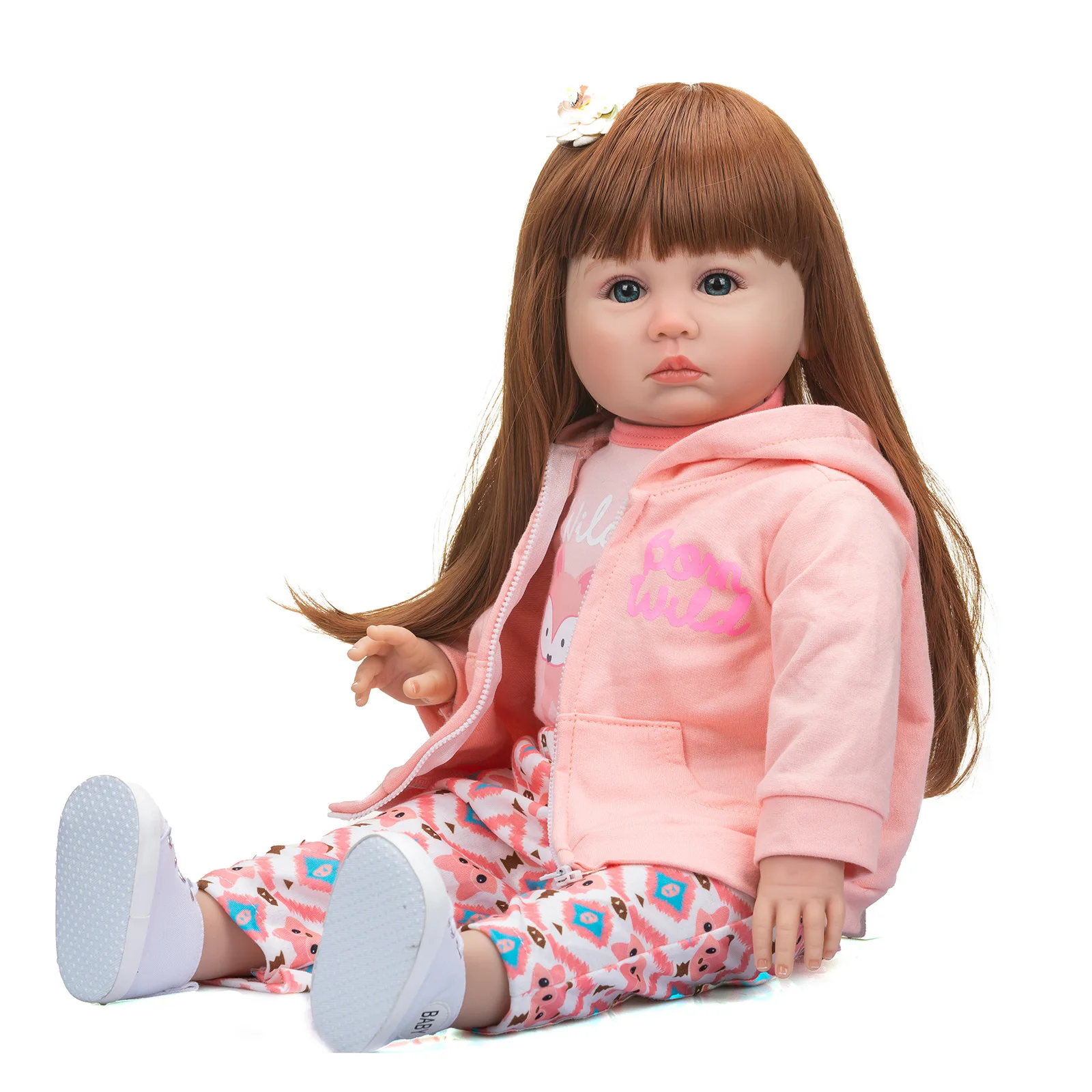 60CM Julieta Huge Baby Reborn Toddler Girl Doll Soft Cloth Body Cuddly Awake Lifelike High Quality Handmade Collectible Art Doll