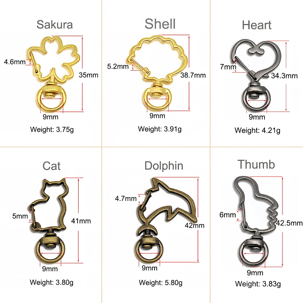 5Pcs Star Heart Snap Hook Trigger Clips Buckles Lobster Clasps Clips Key Ring for DIY Keychain Lanyard Jewelry Making Accessory