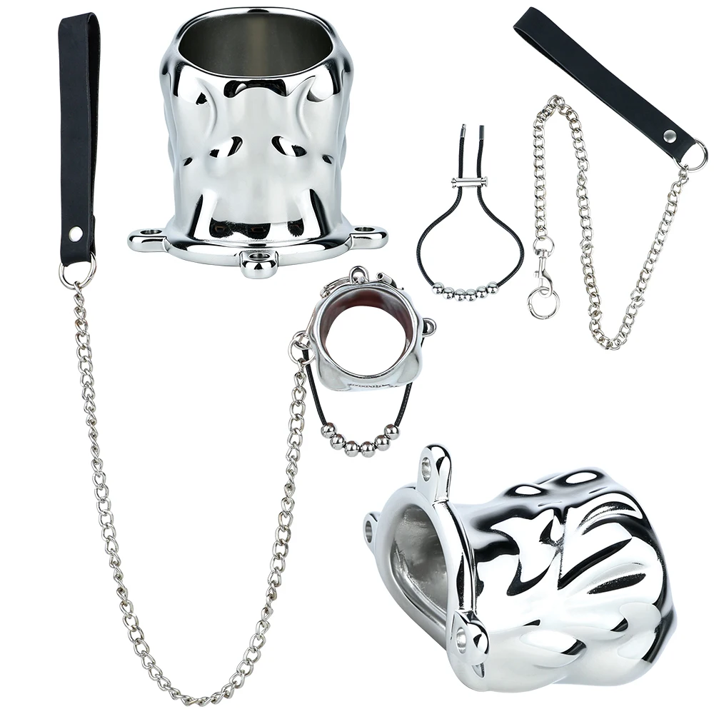 LICKER Penis Weight Training Device With Traction Chain Heavyweight Penis Rings Dick Enhance Cock Bondage BDSM Games For Men