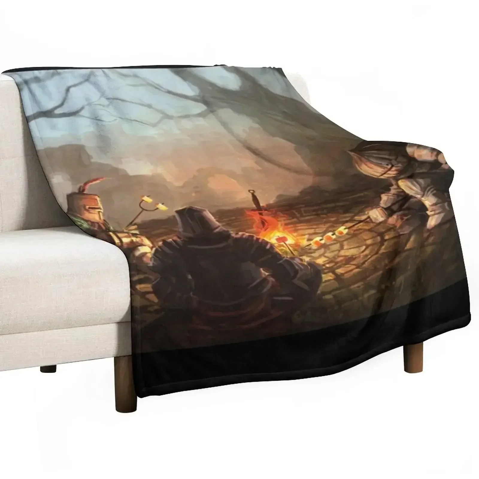 Bloodborne Around The Campfire Throw Blanket Comforter Sofa Throw Fashion Sofas Designers Blankets