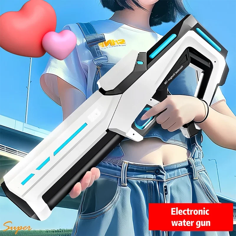 Electric automatic suction water gun for beach swimming pool play, USB charging toy water gun suitable for adult children to use