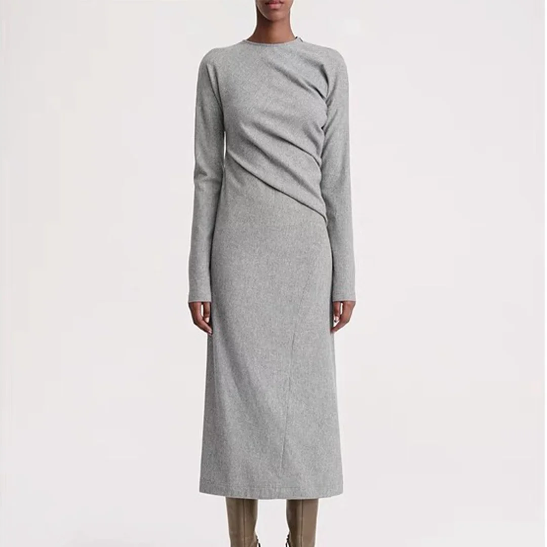 

2025 Minimalist Long-Sleeved Slit Long Dress