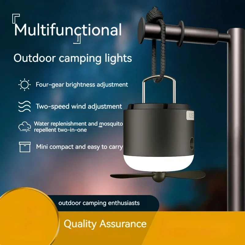 multi funcao camping night light recarregavel regulavel luz de tenda portatil com ventilador caminhadas ao ar livre 01