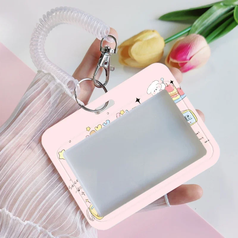 Cartoon Cat Card Holder Suitable for Credit Card Holders Bank ID Holders Badge Child Bus Cards Cover Case Pink Keychain Pendant