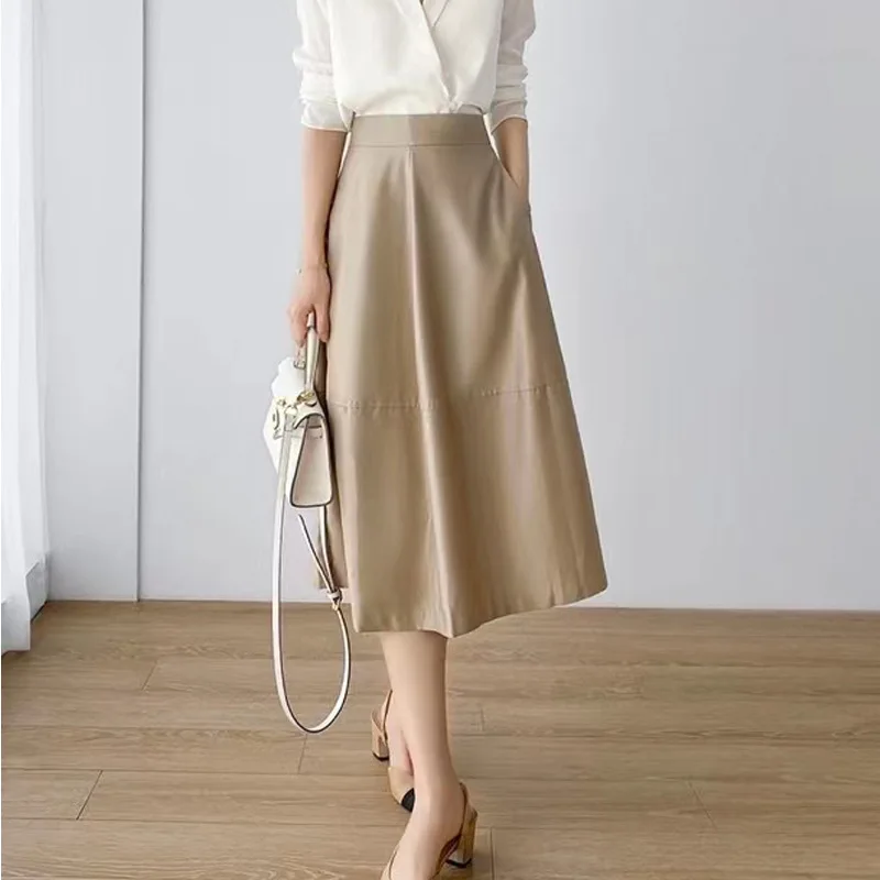 

2023 Flower Bud Temperament Female Summer Fashion Everything A-line Skirt Mid-length Commuting Casual Female Half Skirts