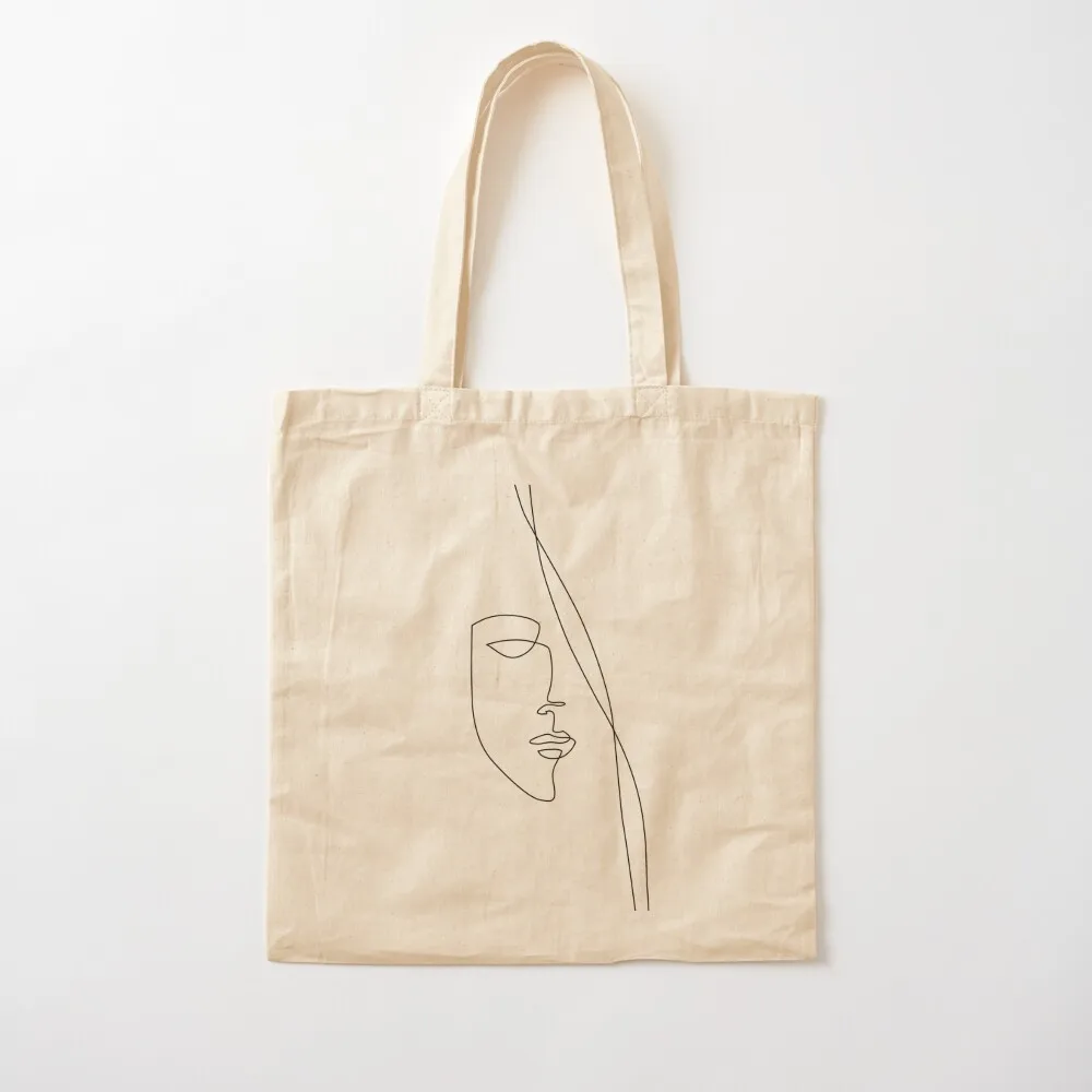 

Half Face - One Line Art Tote Bag Handbags women shopper bag woman Lady bag foldable reusable Canvas Tote
