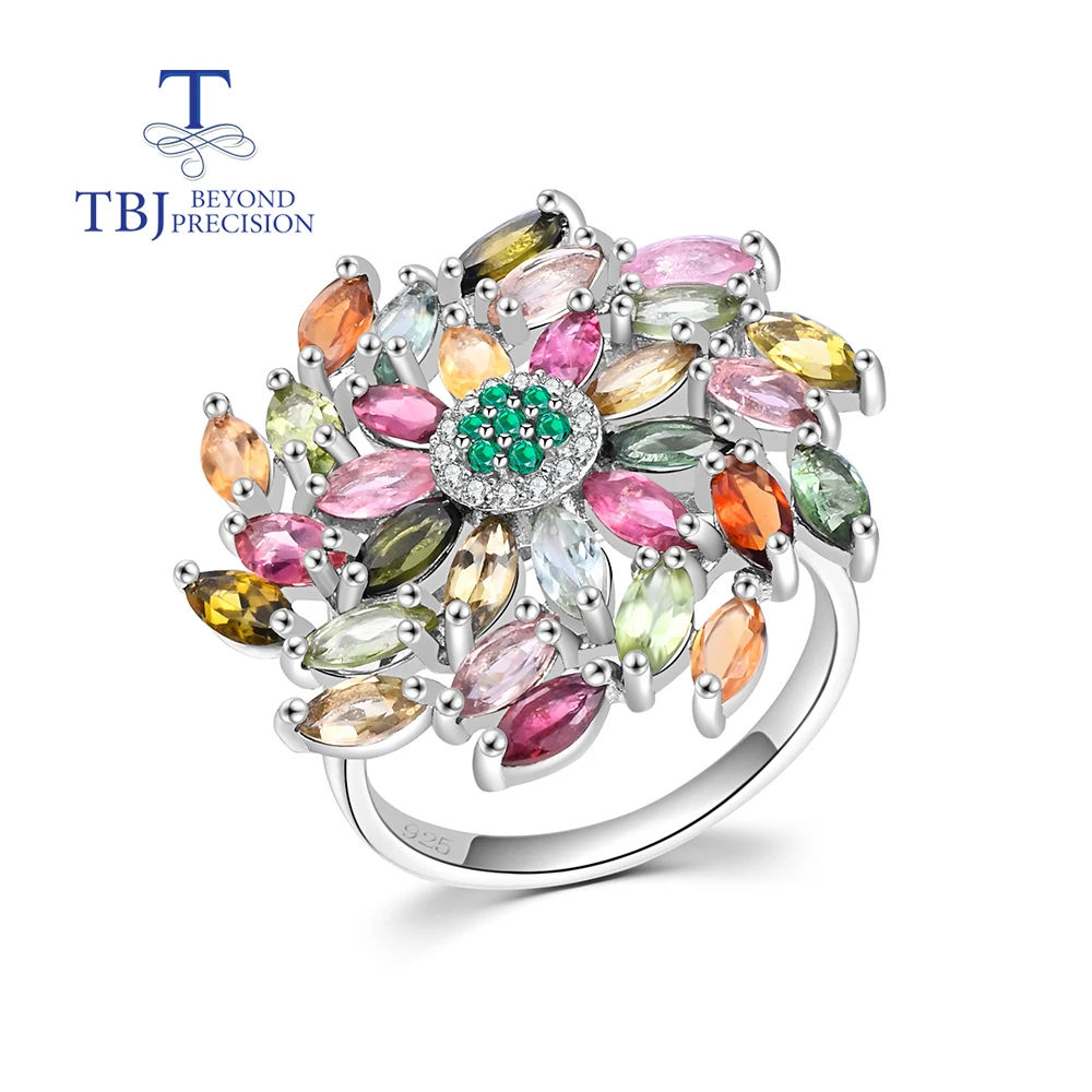 

Multicolor Tourmaline Natural Gem Ladies Ring Boutique Jewelry Anniversary Banquet Engagement 925 Silver