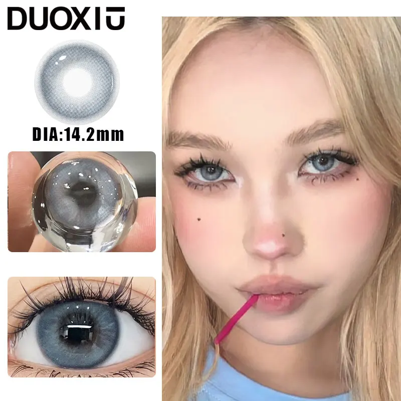 DuoXiu 1Pair Contact Lenses for Eye color Lenses Sclera Blue Green Lenses Degree Prescription -0.00 to -8.00 Beauty Pupils