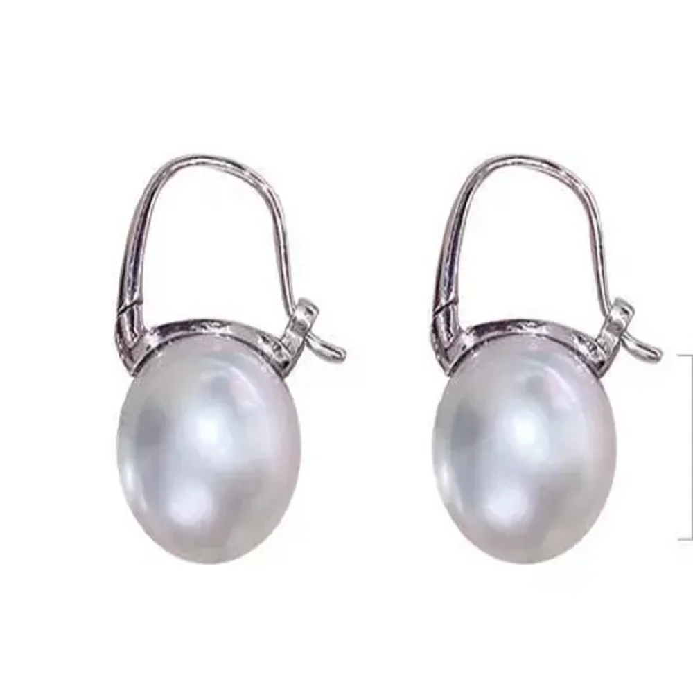 Beautiful AAA white+gray South Sea beads 9-10mm10-11mm earrings 18K/AU750 platinum