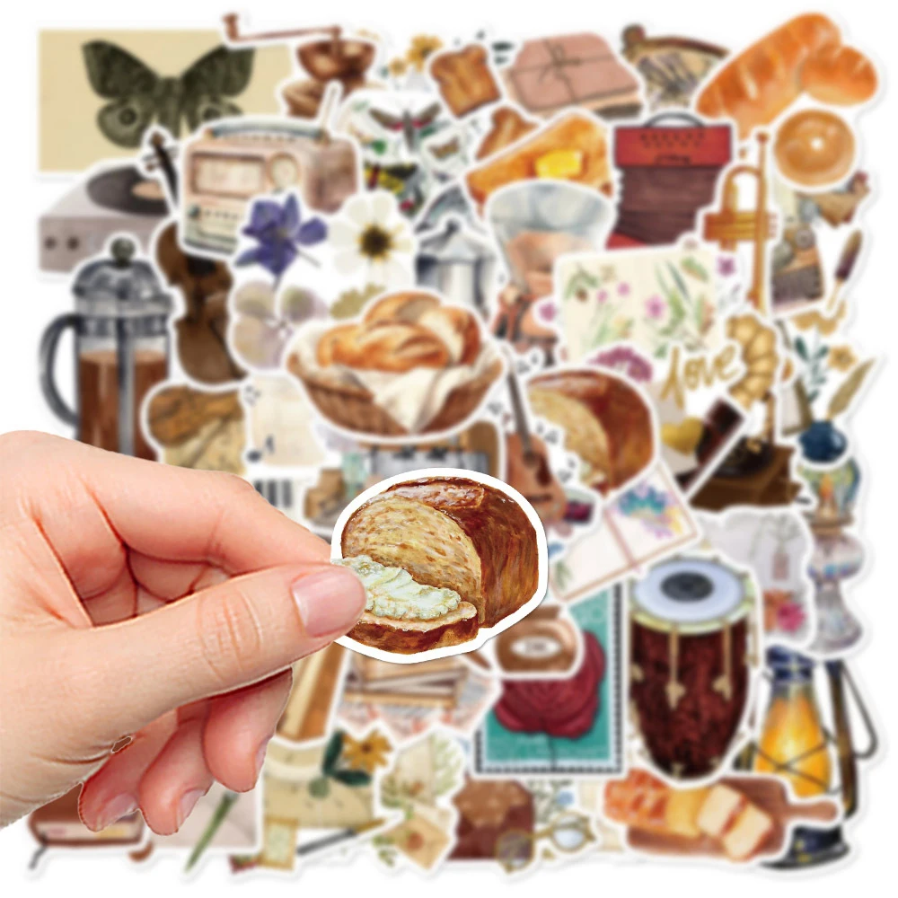 10/30/50pcs Vintage temps mémoire Graffiti autocollants esthétique dessin animé décalcomanies bricolage bouteille d'eau téléphone guitare ordinateur portable autocollant emballage