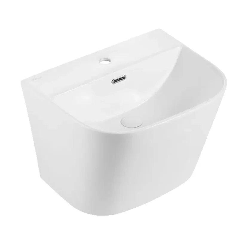Ultra Narrow Wall Mounted Ceramic Wash Basin Integrated Sink for Small Apartment Bathroom Balcony Space Saving Hanging Design