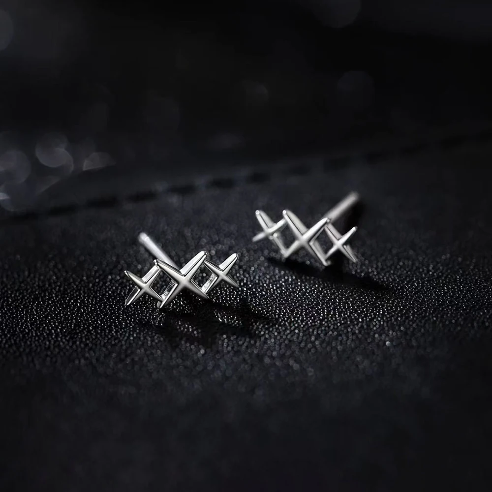 925 Silver Needle Star Mini Geometry Piercing Hole Stud Earrings For Women Party Classic Fine Jewelry Minimalist Accessories