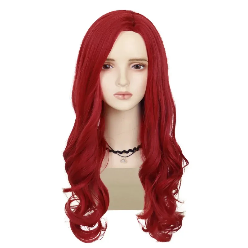 Synthetic Red Long Curly Wigs for Women Natural Hairline Wave Wig with Cap Female Daily Party Halloween Costume Cosplay Wear