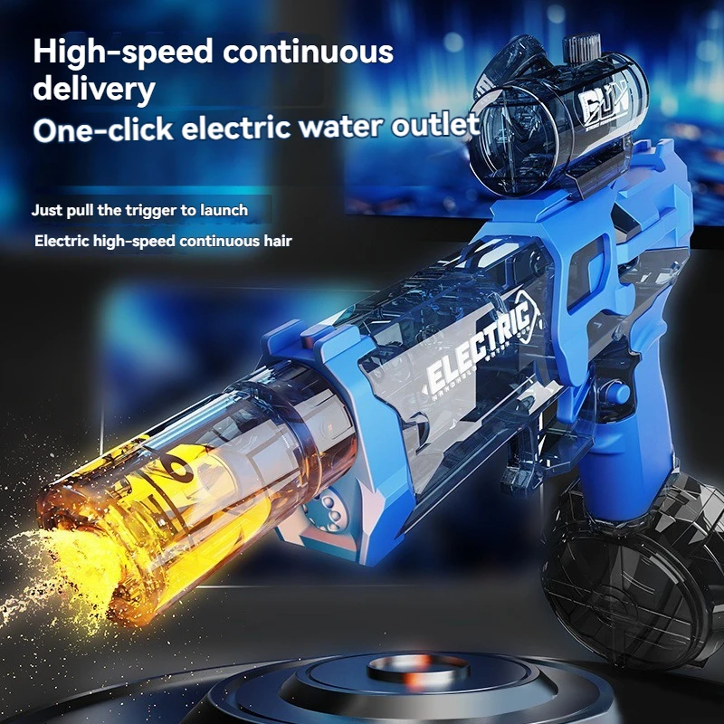مسدس مياه كهربائي أوتوماتيكي جديد مع بخاخات إضاءة للمياه بشكل مستمر عالي الضغط عالي السرعة ألعاب مسدس مياه قوي