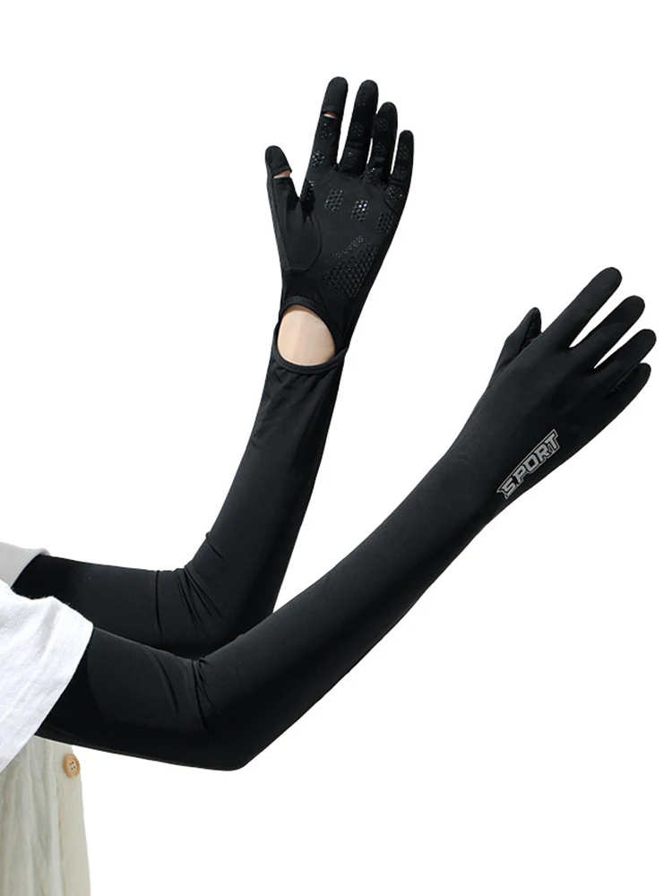 Ice injLong-Gants de protection solaire, couvre-bras élastique, absorbant la transpiration, séchage rapide, extérieur, cyclisme, refroidissement à rabat, été