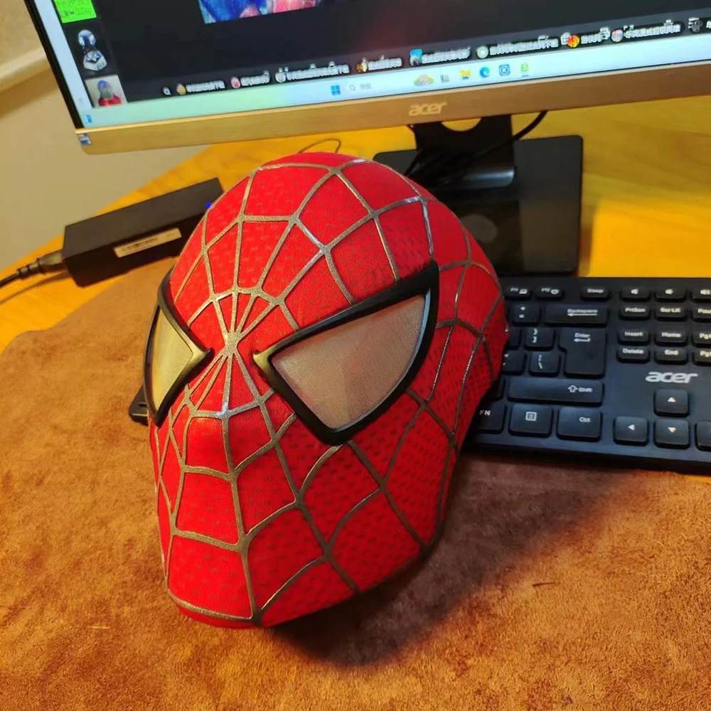 O incrível Toby Maguire Spiderman Máscara 3d Webs Cos com casca dura e olhos magnéticos Super Hero Venom Tecido serigrafado