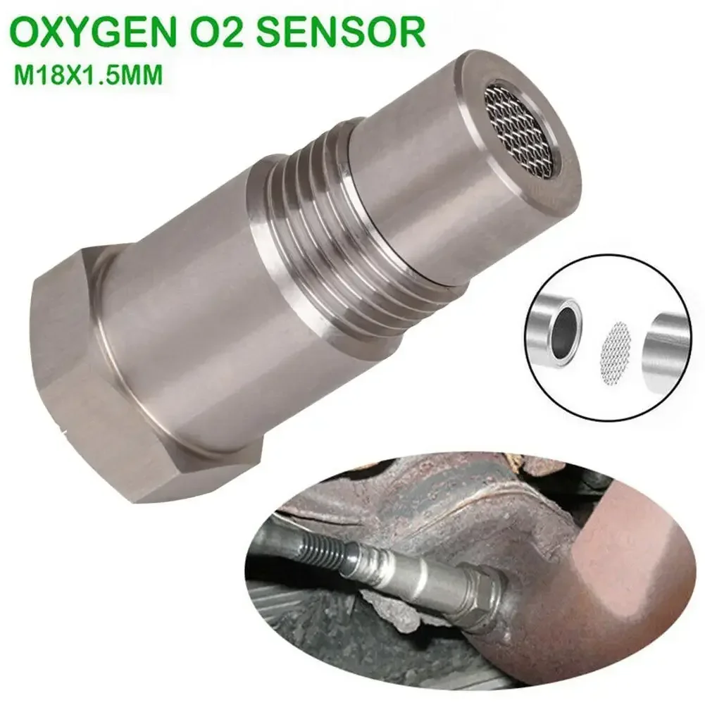 Adaptador de sensor de oxígeno M18x1.5 de 2 piezas Equipado con mini convertidor catalítico de tres vías para eliminar las luces de advertencia de fallas