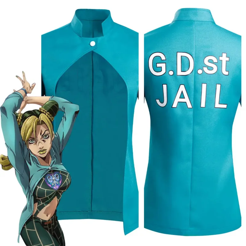 Anime Le Bizzarre Avventure di JoJo Pietra Oceano Jolyne Cujoh Costume Cosplay Cappotto Vestito di Carnevale di Halloween OI5577