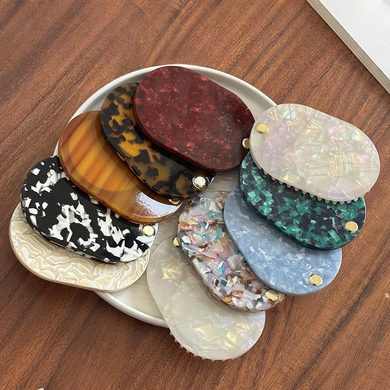 

New versatile Korean-style acetate leopard print mirrored comb Multi-functional mirror comb with anti-static properties